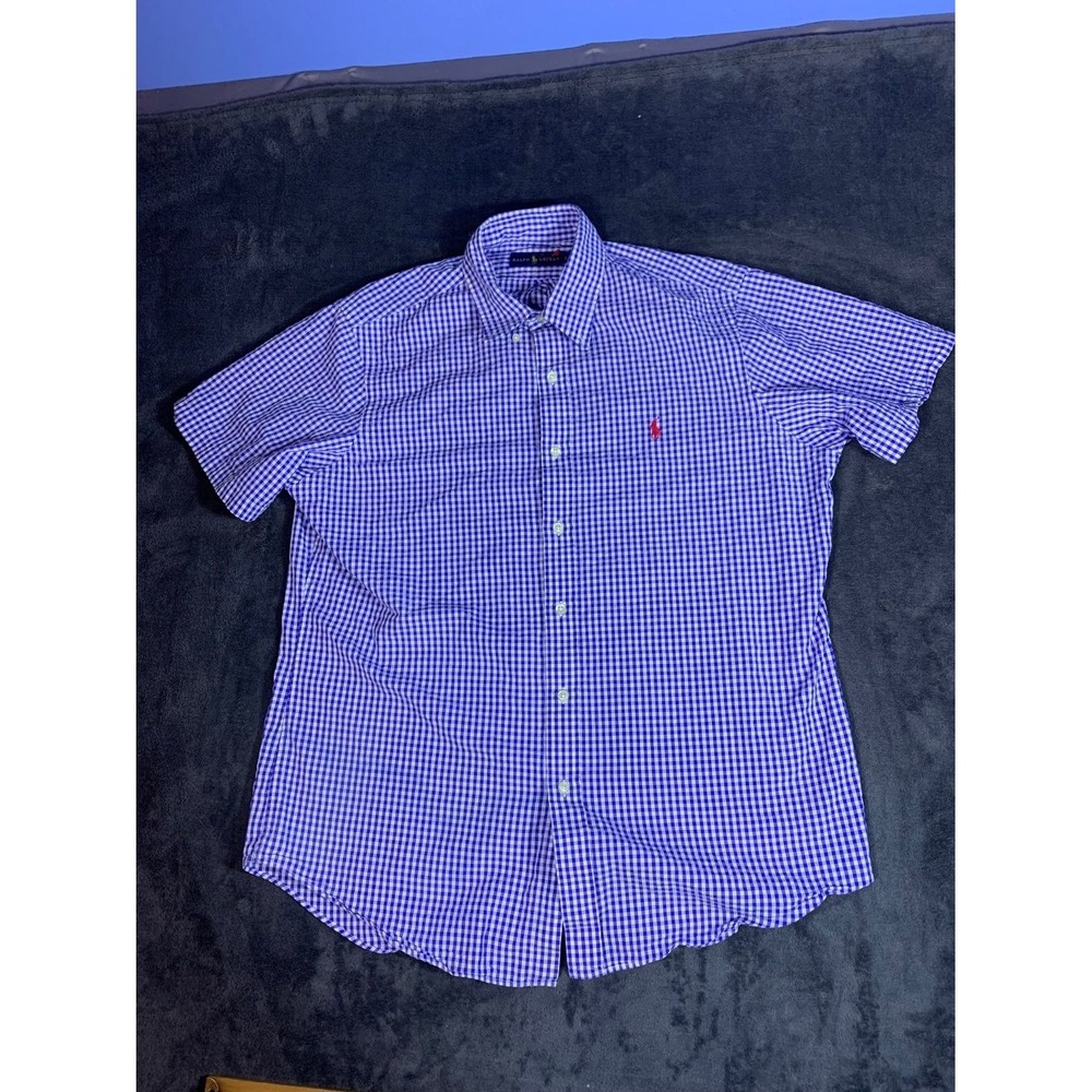 Ralph Lauren Polo Men's Button-Up L Purple Button-down Collar Cotton Sleeve